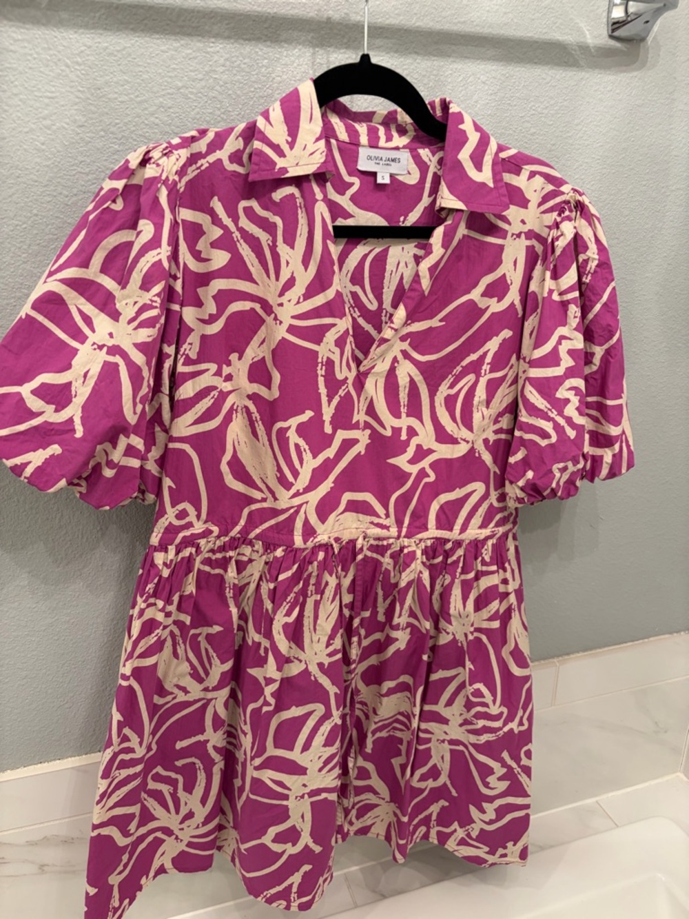 Olivia James Fuchsia Cream Floral Dress